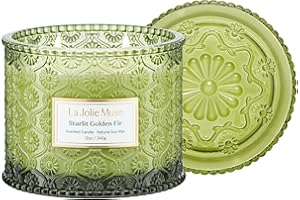 LA JOLIE MUSE Fir & Cedarwood Candle, Christmas Candles for Home Scented, Holiday Candle Gifts, Large 2-Wick Soy Candle, Long Burning Luxury Jar Candle, Starlit Golden Fir, 12oz