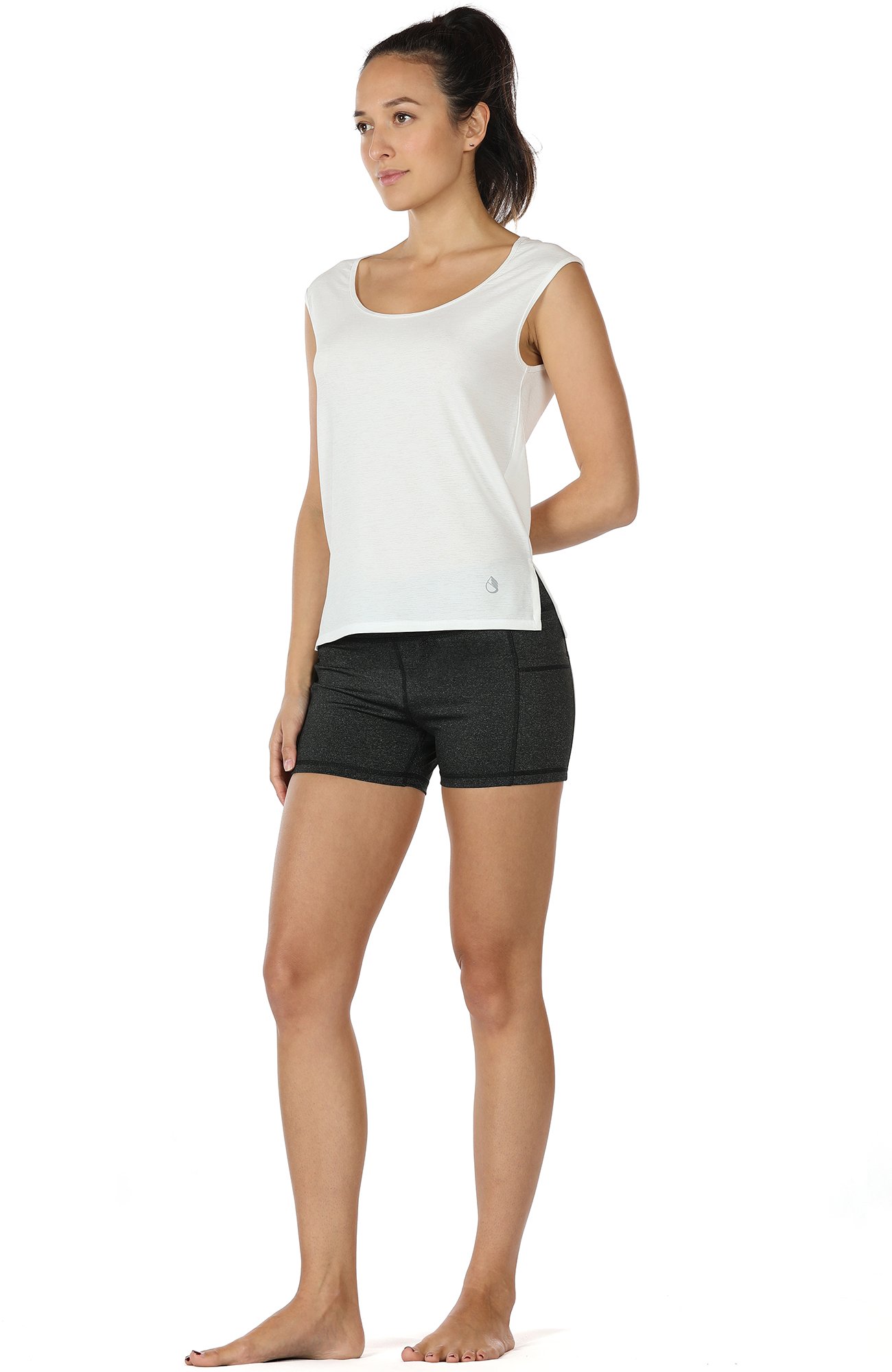 icyZone Yoga Tops Activewear Sleeveless Workout Running Shirts Flowy Tank Tops for Women (S, Off-white)