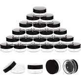 3 Gram Sample Containers, Mini Containers with Lids, 25 Pack Black | BPA Free Plastic, Leakproof Screw Lids, Lip Balm Containers, Sample Jars for Cream, Lotion, Powder, Travel, DIY