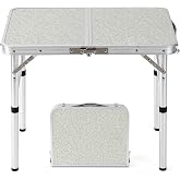 Folding Camp Table Small, 24"Lx 16"W Adjustable Height Small Folding Table | Lightweight Portable Aluminum Dining Table with Carrying Handle, For Indoor Outdoor Picnic Camping, 2-Feet 3 Heights10/19/24"