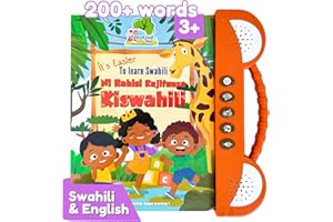 ZeenKind English Swahili Language Learning Books for Kids | Learn 300+ Simplified Swahili African Words - Kamusi ya Kiswahili-Kiingereza | Bilingual Talking Sound Book Toys for Toddlers Baby