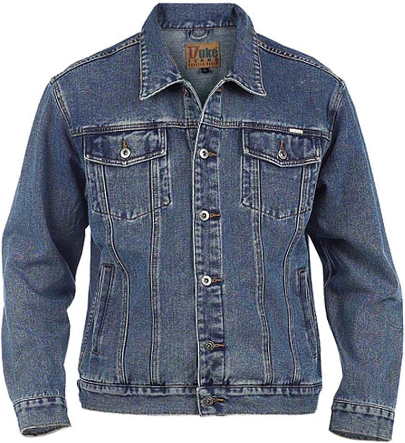 Duke RockfordMens Big King Size Large Denim Jeans Trucker Jacket Classic Western Style Coat Top (Stonewash Blue, 3XL - XXXL)