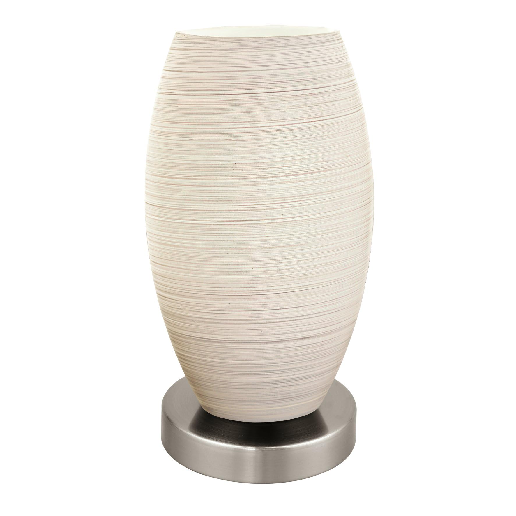 Eglo Batista 3 Table lamp, 1 Flame Table lamp, Steel Bedside lamp, Colour: Nickel matt, Glass: Wiping Technique, White, Socket: E27, incl. Switch