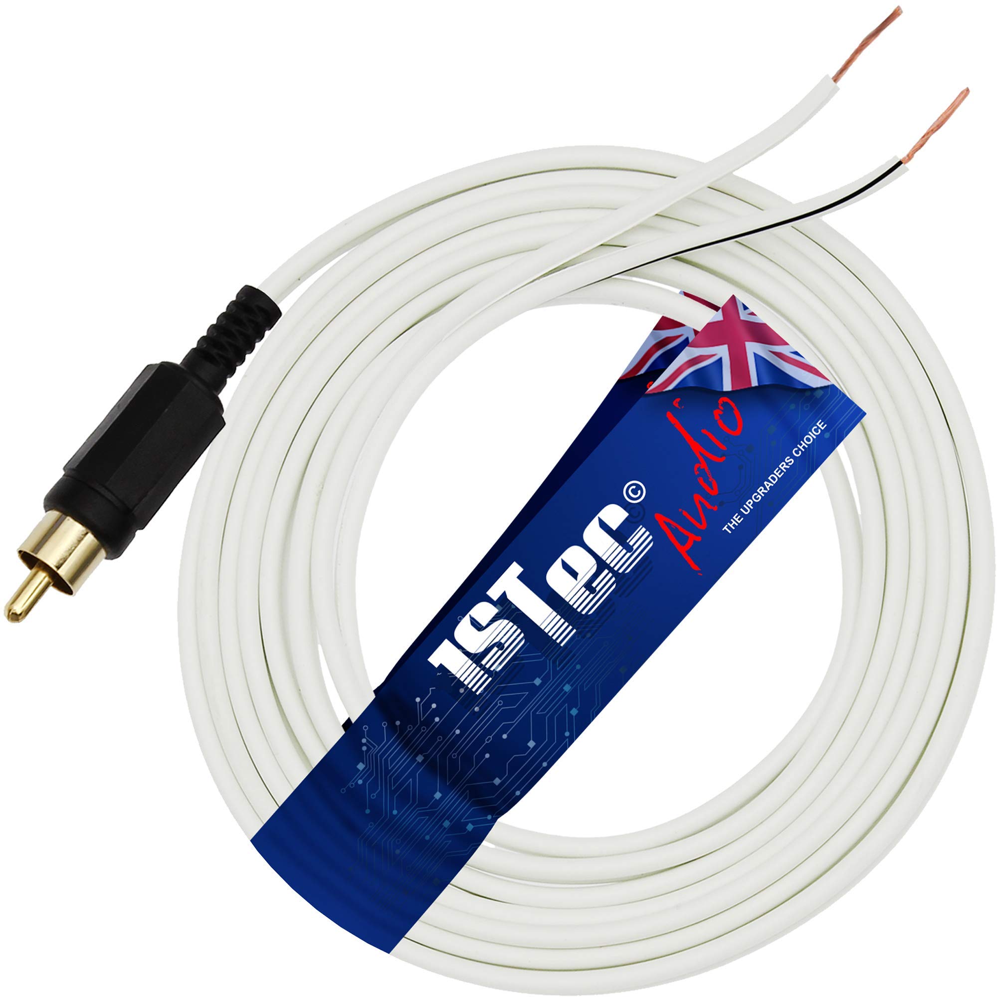 1STec 15m Bose 5.1 Acoustimass Lifestyle 10 15 18 28 48 V and T System Rear or Front Cube Surround Sound Satellite Speaker Wire RCA to Bare Ends (1 x 15 Metre, White)