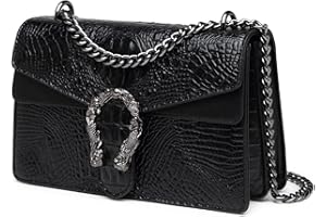 MYHOZEE Crossbody Bags for Women - Snake Printed Clutch Purses Leather Chain Shoulder Bags Evening Handbags