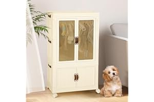 LANGRUI Dog Wardrobe with Wheels, Drawers and Hangers for Dog Clothes and pet Accessories