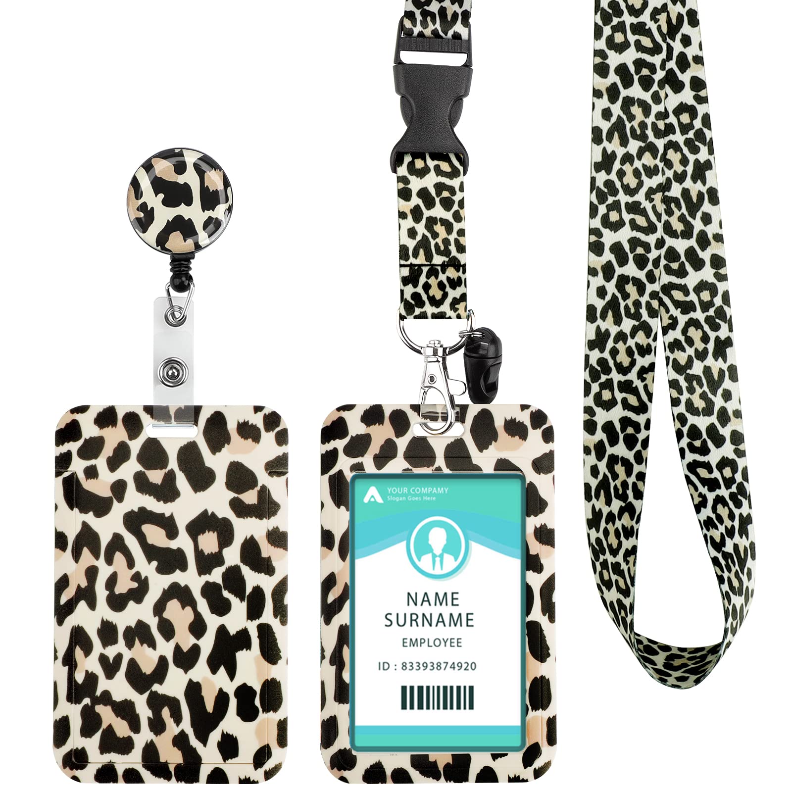 Lanyard with Card Holder, Adjustable Retractable Lanyards ID Badge Holder, for ID Card, Office, School(Speckles)
