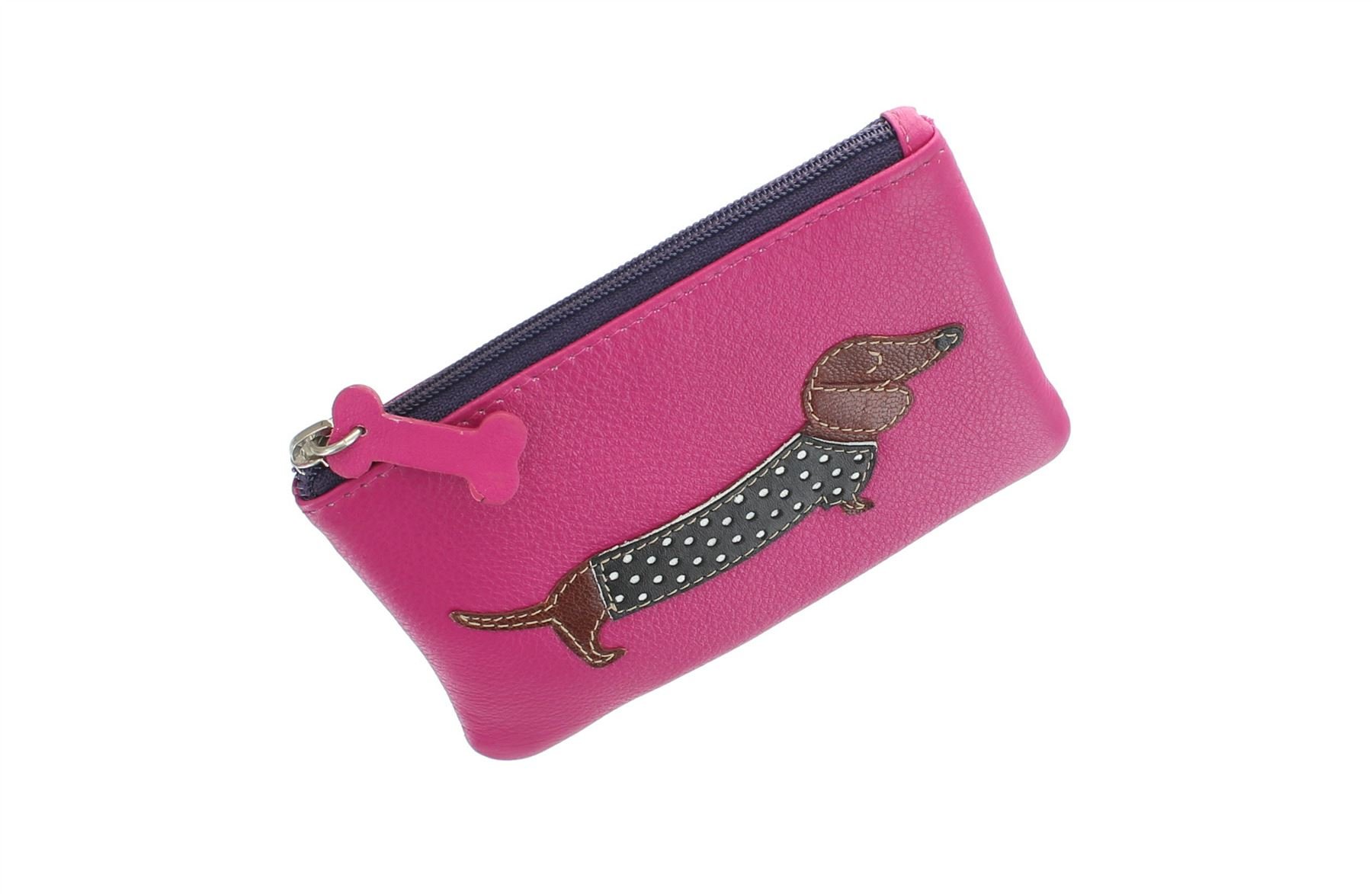 Mala Leather Best Friends Collection Sausage Dog Leather Coin Purse 4133_65 Pink