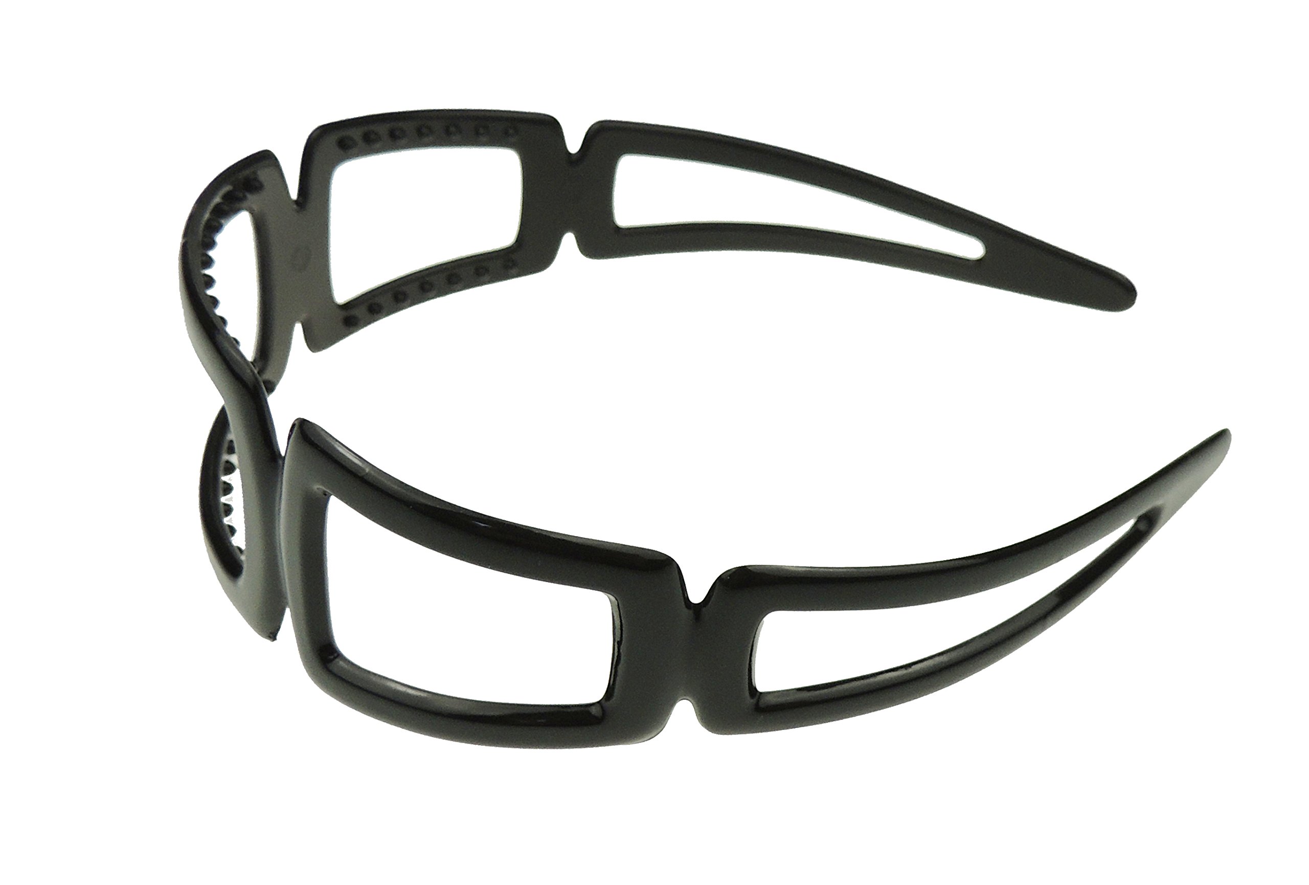 Ladies Wide 4cm Stencil Cut Plastic Headband Alice Band Black