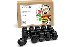 Wheel Accessories Parts 20 Pcs M12x1.5 12x1.5 Thread OEM Style Lug Nuts 1.25" 32mm Long Black 3/4" 19mm Hex Fits Ford Bronco 