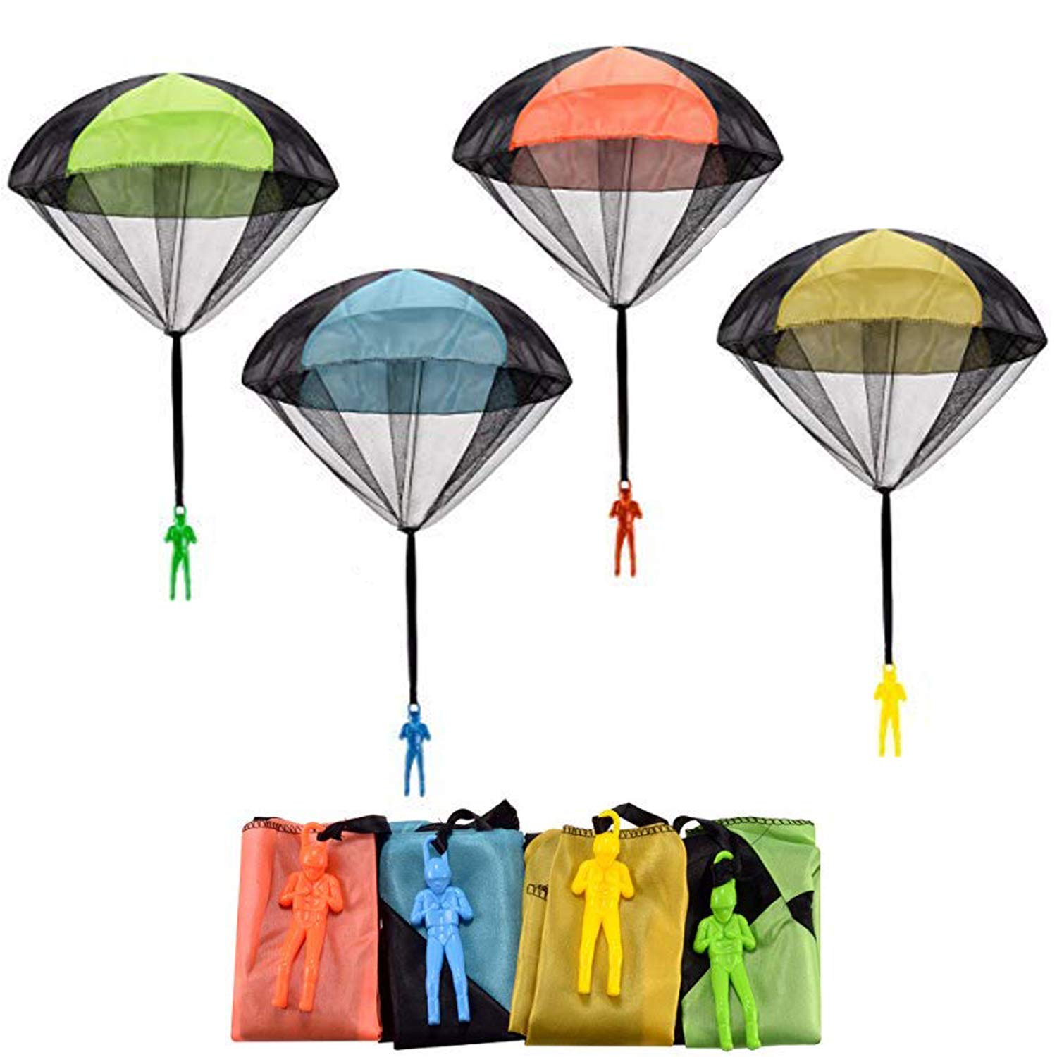 Funvce 4pcs Army Men Parachute Toys for Kids, Outdoor Flying Attention Toys for Boys and Girls Gifts