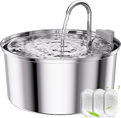 tomxcute Cat Water Fountain 3.2L Stainless Steel with Filter Upgraded Pump