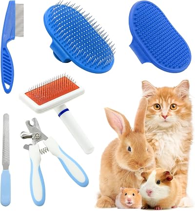 Crafterlife Rabbit Grooming Kit 6 Piece Small Animal Brush Nail Clipper Set