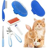 Crafterlife Pet Grooming Kit with Slicker Brush Bath Massage Glove Brush Pet Shedding Comb Nail Clipper Trimmer 6 Piece Set for Rabbit Kitten Guinea Pig Cat Chinchilla Ferret Small Animals