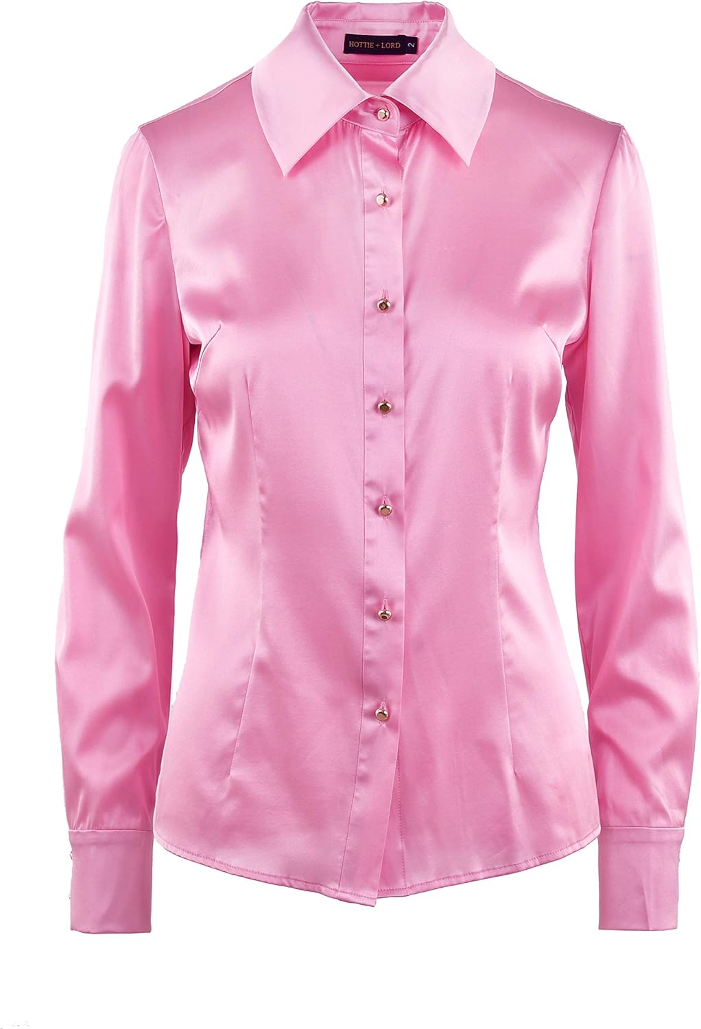 pink satin button down