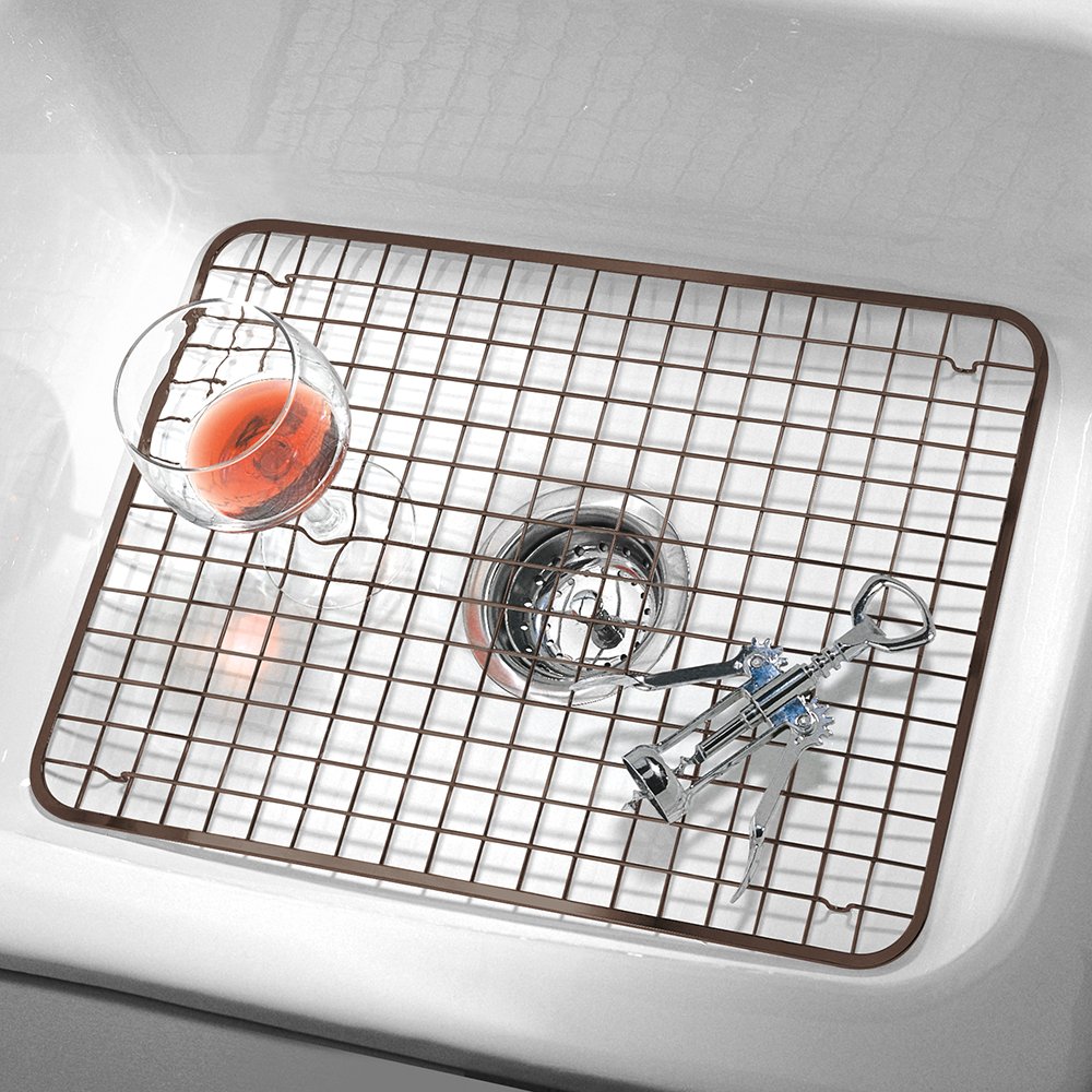 iDesign Gia Steel Sink Protector Grid 16.3" x 12.6" x 0.65", Bronze