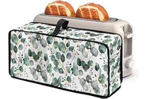 ZDCUSTOM Slim Toaster Dust Cover 2 Slice, Long Slot Toaster Oven Bread Maker Machine Stain Resistant Kitchen Small Appliance Cover Green Sage Leaf