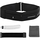 Lsnisni Slim Running Belt for Men and Women, Running Waist Pack with Water Bottle & Towel, Multi Pocket Fanny Pack - Phone Holder, Adjustable for Running, Climbing - Medium