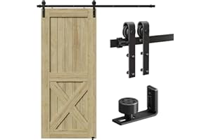 CCJH 6FT Sliding Barn Door Hardware Kit Heavy Duty for Single Wood Door