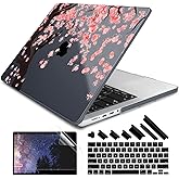 DONGKE Case for M5 MacBook Pro 14 inch 2025 2024-2021 M4 M3 M2 M1, Plastic Hard Shell Cover Compatible with A3434 A3112 A3401 A3185 A2992 A2779 A2442, Retina XDR Display & Touch ID, Cherry Blossoms