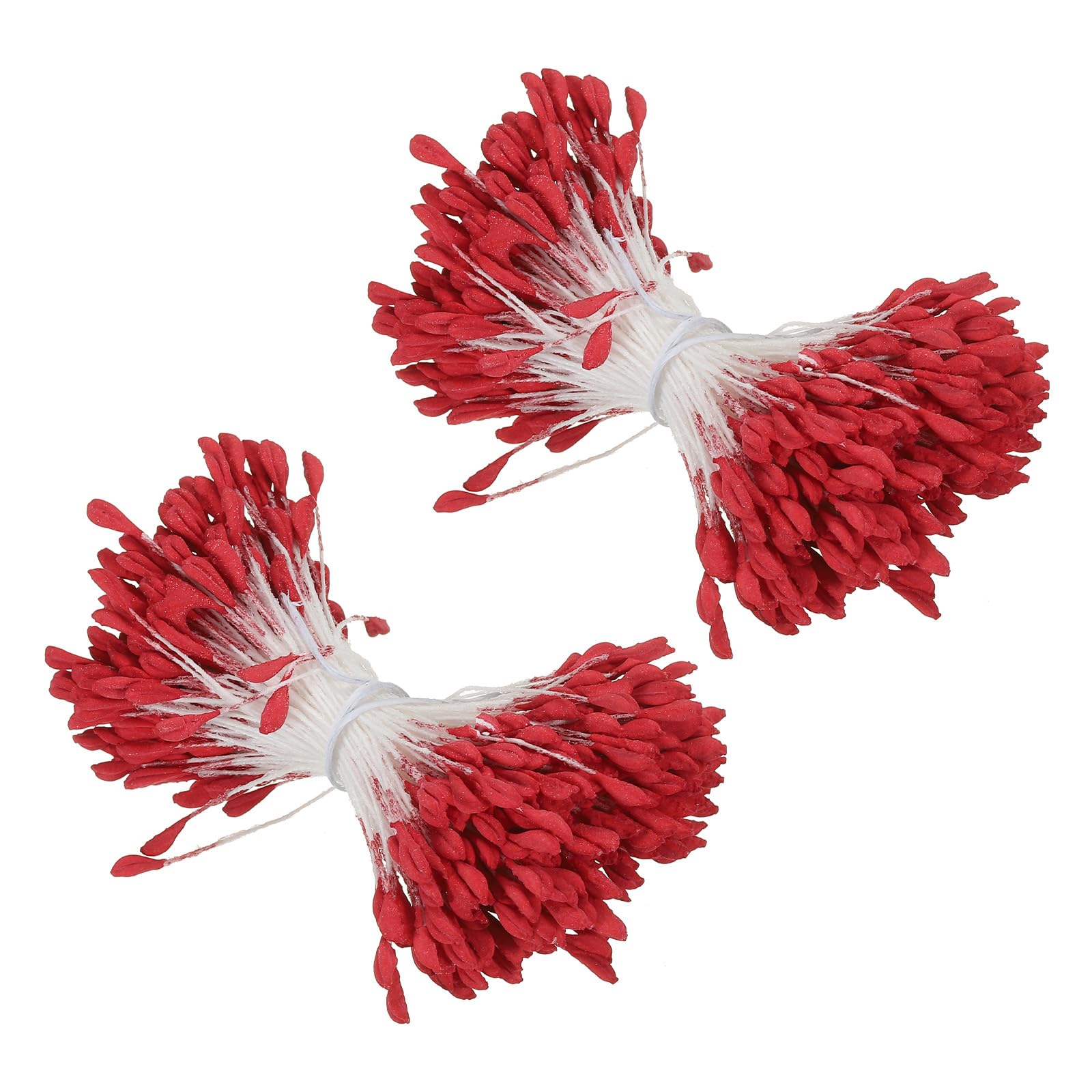 PATIKIL 2.5mm Double Heads Flower Stamen, 680 Pcs Artificial Flower Stamen Pistil Matt Pearl Floral Stamen for DIY Christmas Card Wedding Decoration, Rose Red