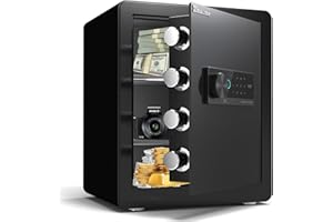 EMASME Fingerprint Home Box, 2.0 Cubic Feet Digital Security Safe,Touch Screen Keypad Steel Security Cabinet With Mute Function and LED Light, Safe for Home Hotel Office