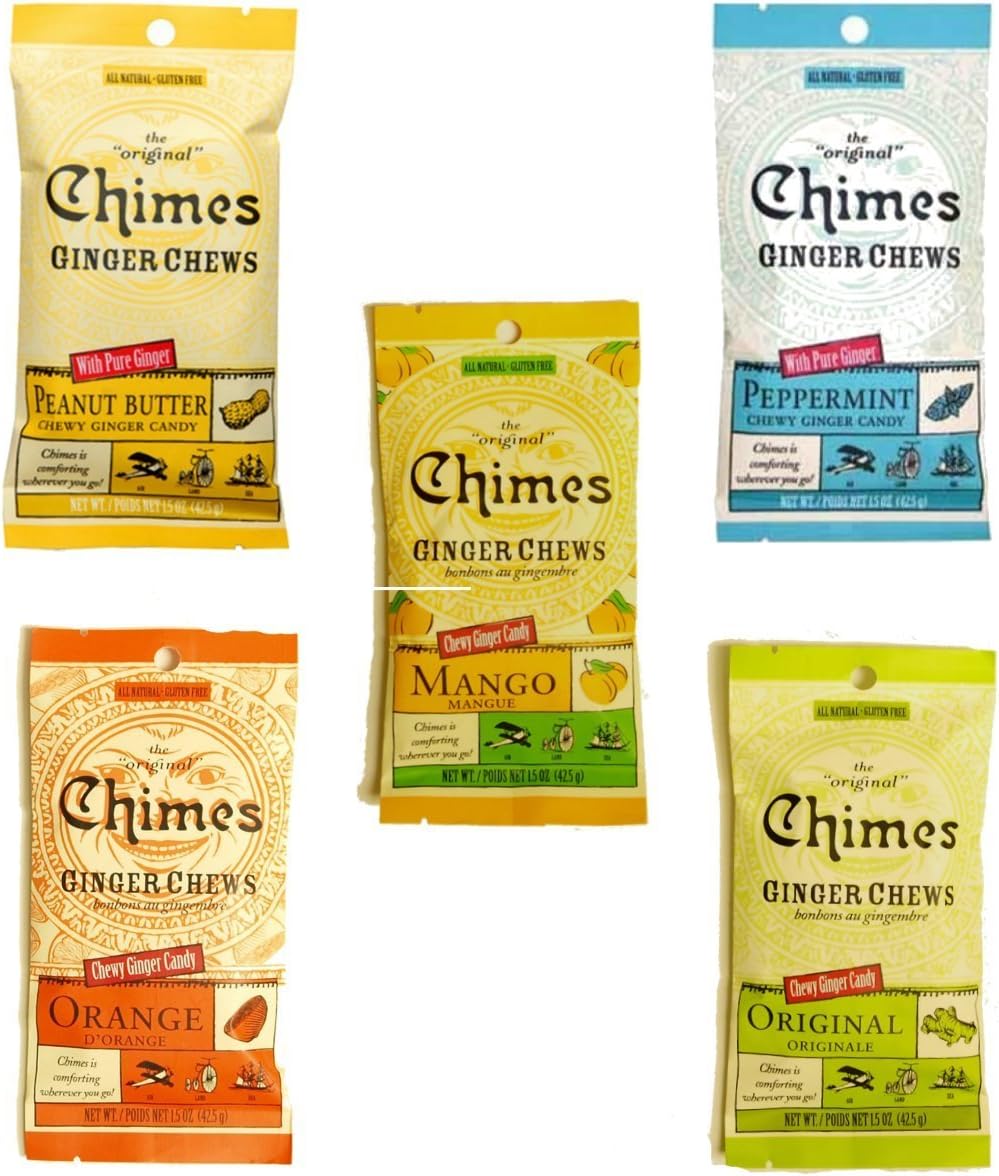 Chimes' Ginger Chews 5 Pack All Flavors! (Original, Mango, Orange