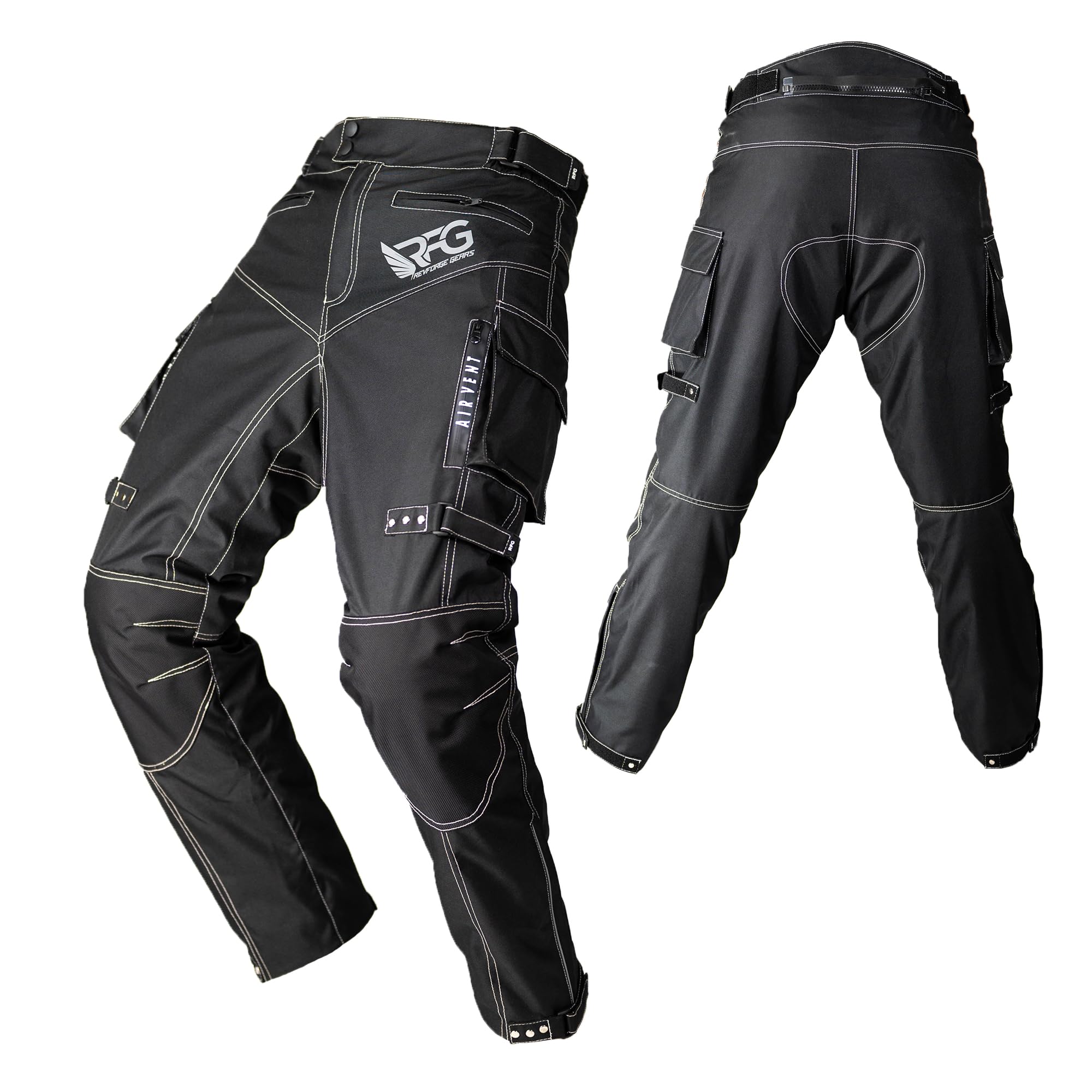 Photo 1 of **DAMAGED** Revforge Gears RFG Motorcycle Pants Mens - Waterproof Motorcycle Riding Pants - Ventilation Zippers Black