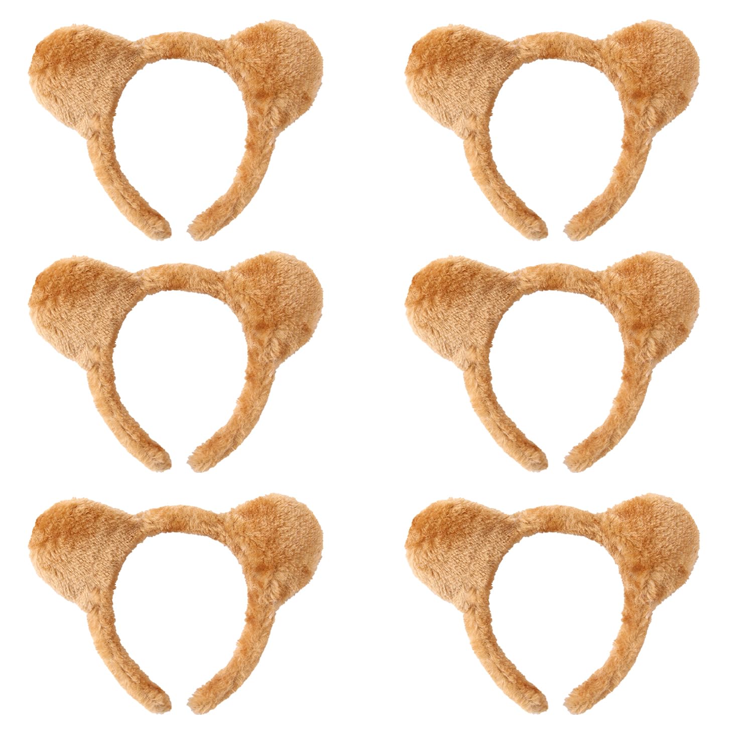 MFUOE 6Pieces Bear Ears Headband Brown Plush Furry Ears Hair Band Cute Alice Headband Animal Party Costume Hair Accessories for Adult Kids Makeup Decoration
