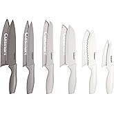 Cuisinart Advantage 12-Piece Kitchen Knife Set, Professional-Quality Nonstick Coated Stainless Steel Knives with Covers, Nonstick Color Coating for Easy Slicing, Ergonomic Handles, G1022-12N