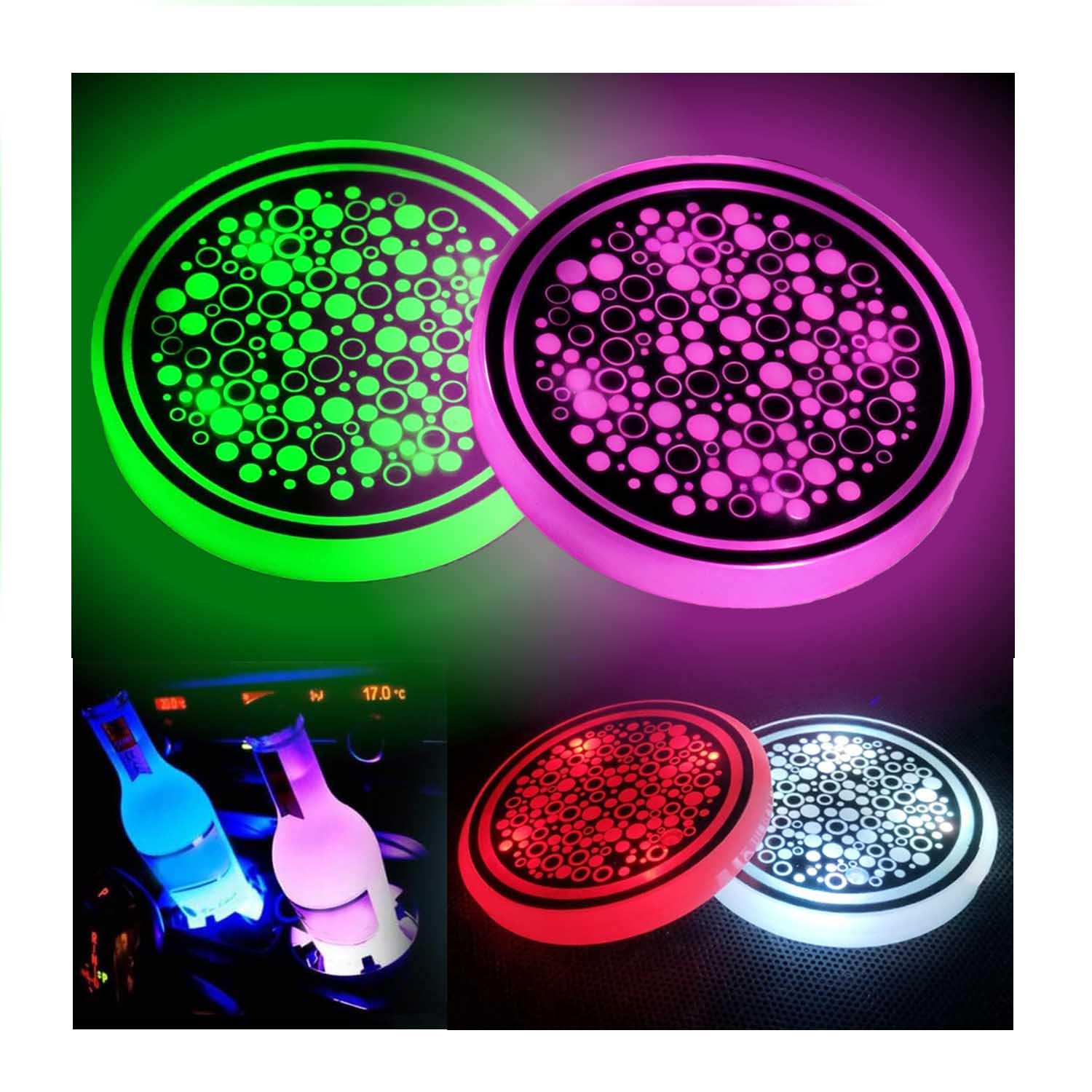 Photo 1 of 2PCS LED Car Cup Holder Lights, Light up Car Coasters for Cup Holders 7 Colors Changing USB Charging Mat Waterproof Cup Pad, Car Gifts for Men & Women