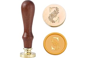 Statice Letter S Wax Seal Stamp - Initial Sealing Wax Stamp with Flower,0.98 inch/25mm Brass Alphabet Graphic Stamp for Envel