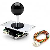 SANWA JLX2-TP-8YT 2nd Gen Arcade Joystick w/Black Ball Top &amp; 5-Pin Harness &mdash; Ultimate JLF Upgrade &amp; Successor | POM Base, X-Shaped Washer, GT-8X Gate | 4 &amp; 8 Way Fighting Game Lever
