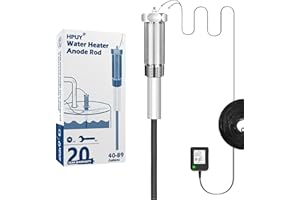 HPUY Powered Anode Rod for Water Heater 40-89 Gallon Tank,Electrical Anode Rod Made of Titanium Eliminates Rotten Egg Smell within 24 hours,Rnti-Rust and Reduces Limescale