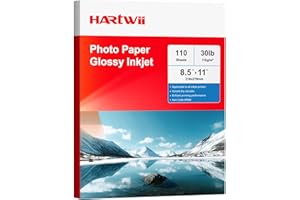 HARTWII Glossy Thin Inkjet Paper 8.5x11 Inches, 110 Sheets brochure paper, 115gsm Photo Paper for Inkjet Printer with Dye Ink for Custom Chip Bag Party Favors