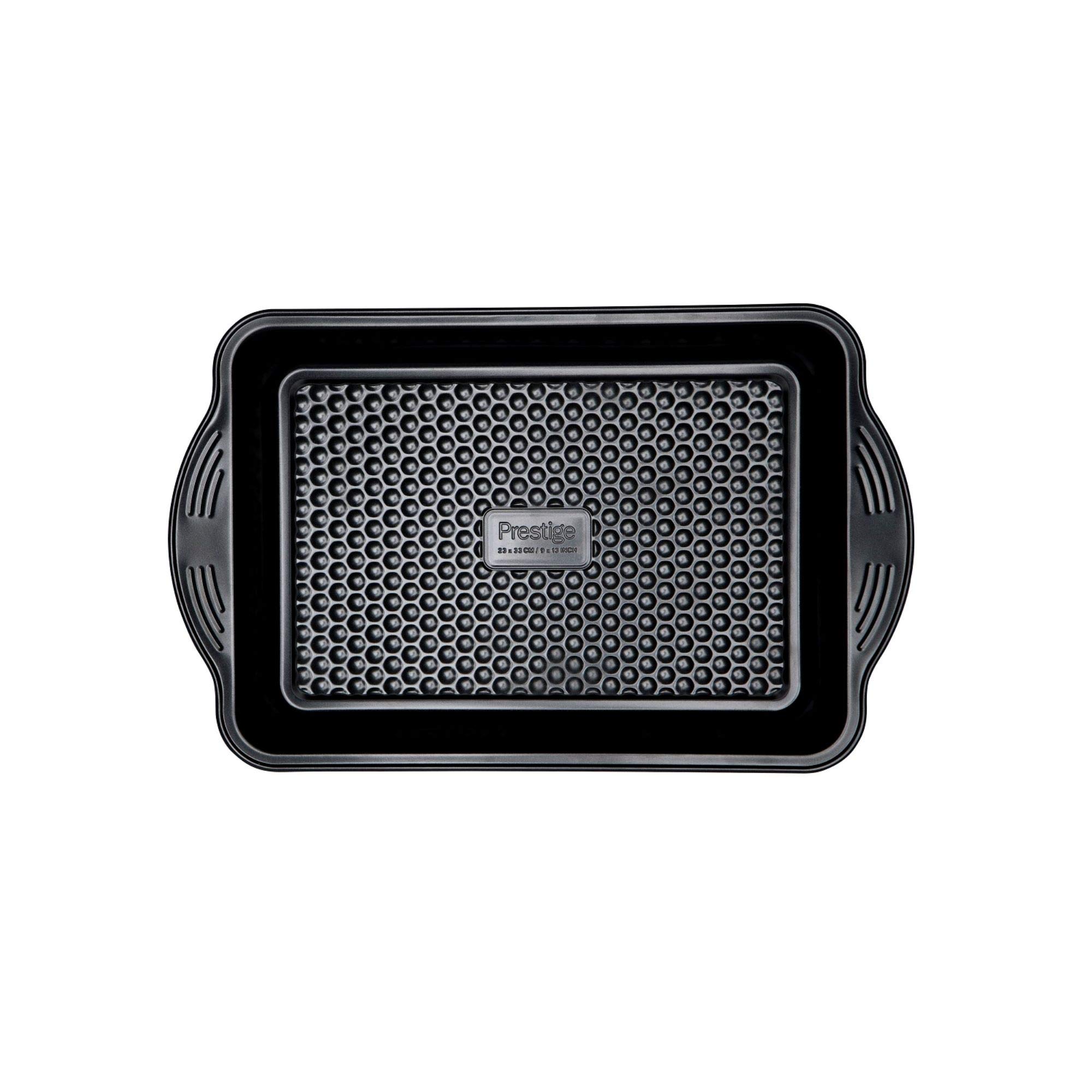 Prestige Aerolift Roasting Tray Non Stick, Dishwasher Safe Oven Tray with Large Handles, Durable Carbon Steel Roasting Tin, 33 x 23 x 5 cm, 9" x 13"