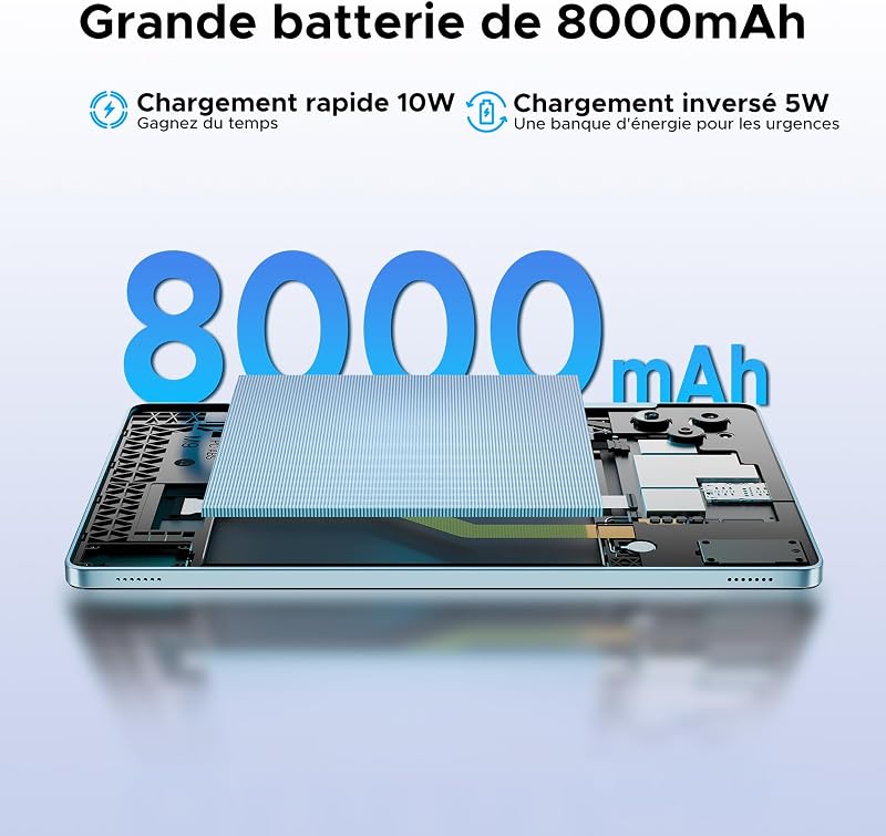 Tab G6 Android 16 Tablette 11 Pouces, 30Go+256Go(TF/2To), 4G LTE Tablette avec Carte Sim Batterie 8000mAh, Octa Core Unisoc T7250 Tablette Tactile Caméra 13MP+5MP, Bluetooth/Widevine L1/Face ID