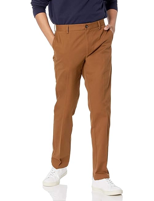 Amazon Essentials Men's Slim-Fit Wrinkle-Resistant Flat-Front Chino Pant, Dark Khaki Brown, 29W x 29L