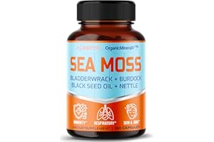 AUMETO Premium Sea Moss Supplement with Black Seed Oil, Ashwagandha, Bladderwrack, Nettle- Advanced 18-in-1 Formula for Immunity Boosting, Mineral-Rich - Made in The USA (150 Count (Pack of 1))