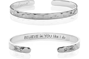 Carviell Bracelets for Women, Personalized Gifts for Her, Mom, Best Friend, Inspirational Friendship Cuff for Teen Girls, Engraved, Birthday Gift Jewelry