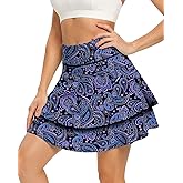 WOWENY Women's Athletic Pleated Tennis Skirt Ladies Active Layered Skort with Pocket Running Golf Skirt with Ruffle