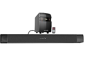 Sykik SBME2SUB Bluetooth Sound Bar with subwoofer, Wireless Remote, FM Radio, RCA Input, USB, SD Ports and bass Control