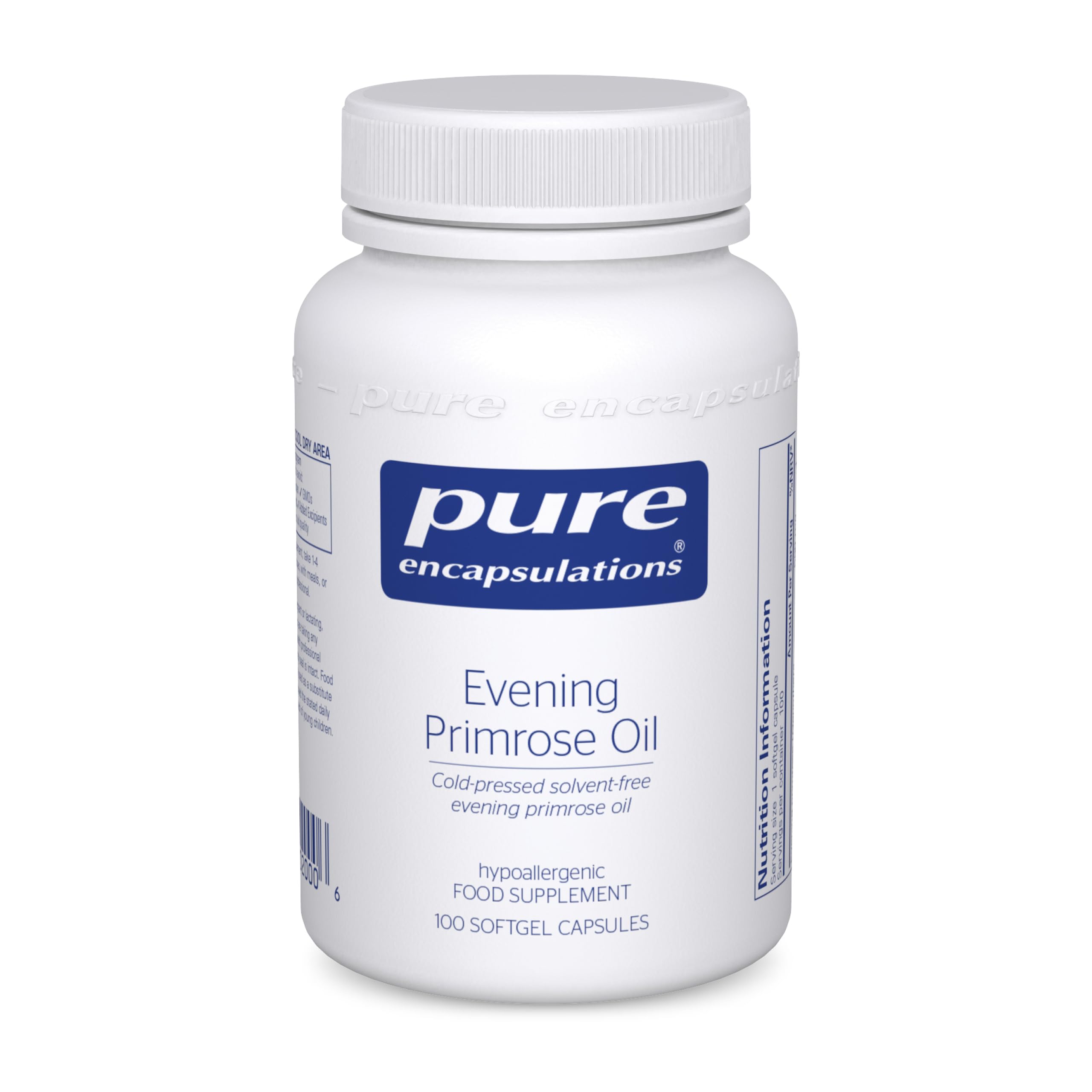 Pure Encapsulations Evening Primrose Oil 1000mg - Cold-Pressed Solvent-Free Evening Primrose Oil - 100 Softgel Capsules