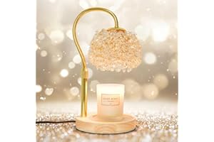 Hisummer Candle Warmer Lamp with Timer, Dimmable Candle Lamp Warmer with 312 K9 Crystals Adjustable Height Electric Candle Warmer for Women Gifts, Wax Warmer Lamp with 2 Bulbs for Jar Candles