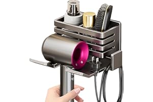 Blow Dryer Organizer for Bathroom, Versatile Wall Mount Bathroom Organizer Hair Dryer Hanger, Stable Wall Adhesive Hair Holde