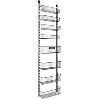 Shengsite Over the Door Pantry Organizer, 4+4 Tier Wall mounted Spice Rack, Pantry Door Organizer with 4 Long and 4 Short Bas