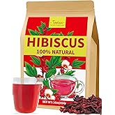 TeeLux Hibiscus Tea Loose Leaf, Dried Hibiscus Flowers Herbal Tea, Cut & Sifted, Refreshing Tart Flavor, Caffeine Free, Hot & Iced Tea, 16oz