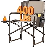 Timber Ridge Aluminum Oversized Camping Chair, Lightweight Portable Directors Chair with Side Table Detachable Side Pocket for Outdoor Camping, Lawn, Picnic, Support 400lbs Tan