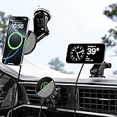 DINTNCCM 20W Fast Wireless Car Charger Magnetic Fast Wireless Charging Car Phone Holder Compatible with Magsafe for iPhone 17 16 15 14 13 12 Series, Air Vent Mount Dashboard/Windscreen Mount
