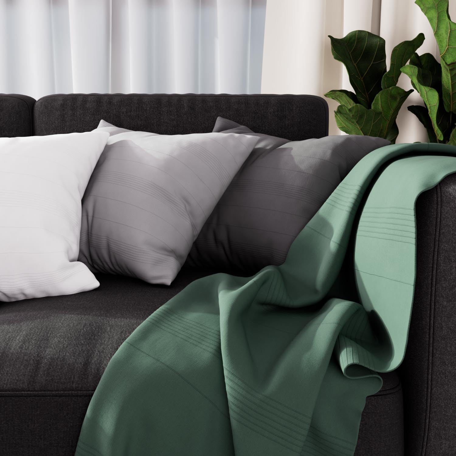 Soleil d'ocre Adele Blanket, Green, 140 x 200 cm